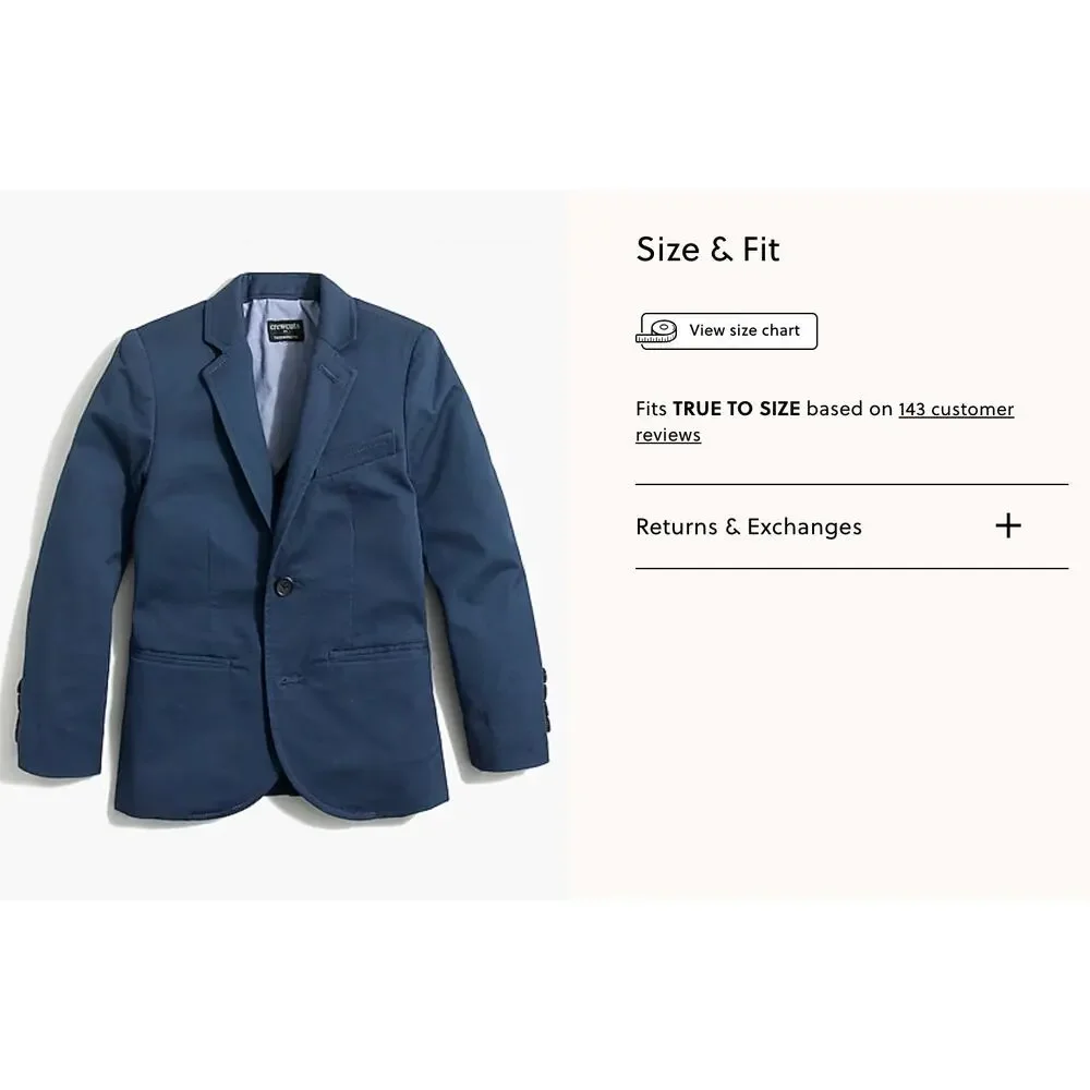 Crewcuts Thompson Navy Blue Suit Jacket 6-7